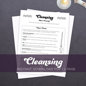 Cleansing Printable Page, Witchcraft Basics, Grimoire Printable, Book of Shadows, Witch Printable, Beginner Witch, Baby Witch