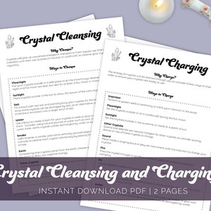 Crystal Cleansing and Charging, Beginner Crystals, Learn Crystals, Crystal Magic, Crystal Grimoire Printable, Book of Shadows
