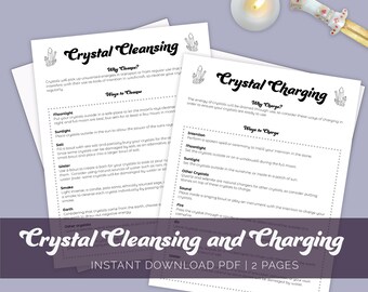 Crystal Cleansing and Charging, Beginner Crystals, Learn Crystals, Crystal Magic, Crystal Grimoire Printable, Book of Shadows