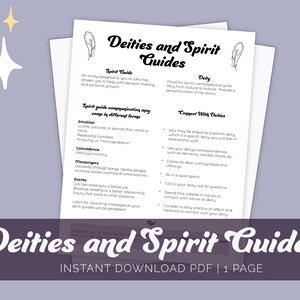 Deities and Spirit Guides Printable Page, Witchcraft Basics, Grimoire Printable, Book of Shadows, Witch Printable, Beginner Witch
