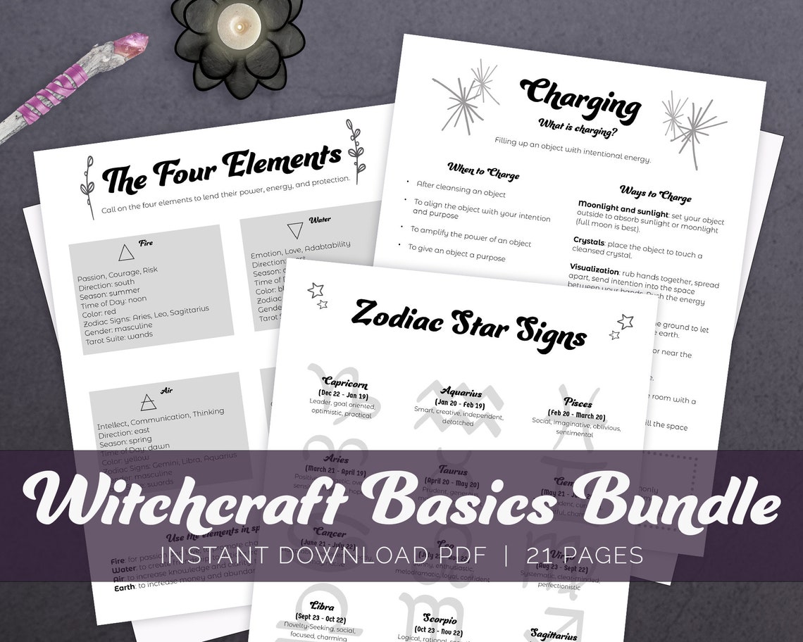 Witchcraft Basics Printable Pages Beginner Witch Grimoire | Etsy