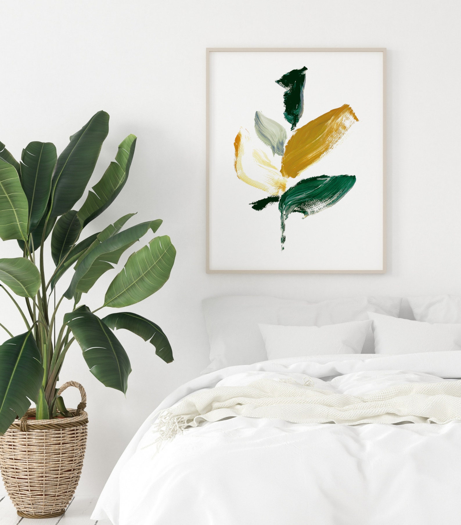 Yellow and green minimalist abstract wall art print. Abstract Etsy