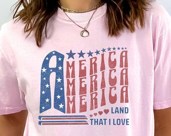 Retro America Comfort Colors T-shirt: Oversized Patriotic USA Tee