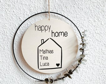 Türschild „happy home“ - personalisiert