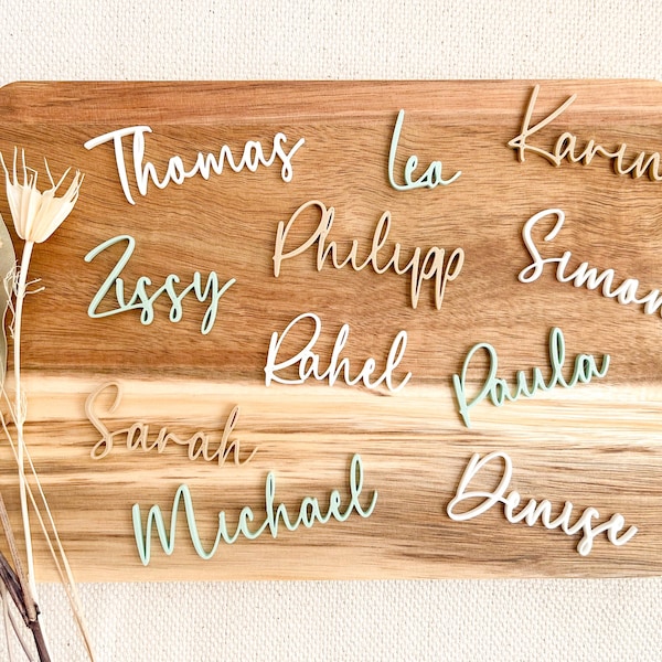 personalisierte 3D Druck Namensschriftzüge – individuelle Tischdeko für Hochzeit, Taufe & Geburtstag,  Platzkarten, Gastgeschenk, Feier