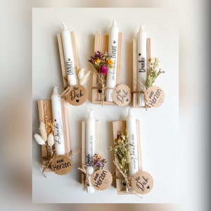 small candle gift set "Thank you" | stick candle printed | Vase | Dried flowers | Gift idea | Say thank you I friend I souvenir