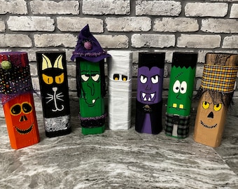 LARGE Halloween solid wood block Characters