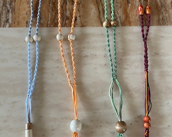 ATLA inspired macrame crystal necklaces