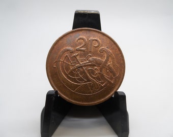 Perfect for Coin Ring Vintage Irish Currency Ireland 2 PencePunt CelticHarp Coin Copper Dated 1985