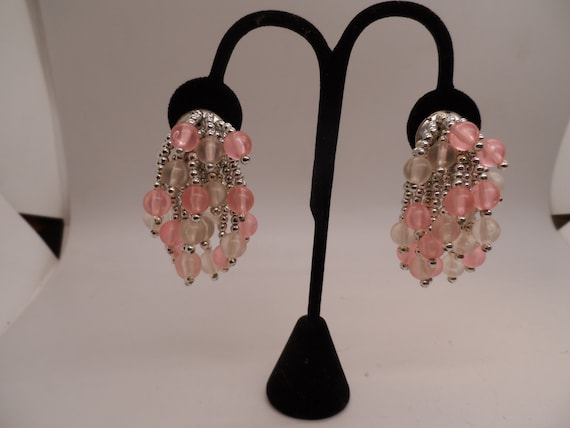 Vintage Fashion Earrings Pink Earrings - image 1