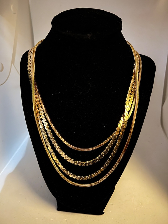 Vintage Gold Toned Multi Strand Necklace