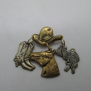 Vintage Cowboy Themed Brooch