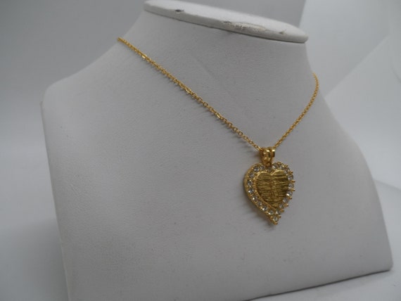 Vintage Gold Toned "E" Heart Necklace - image 3
