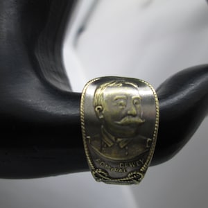 Handcrafted Spoon Ring & Pendant From Antique Crown Silver Plate Spoon "Dewey Hero Of Manila" Pendant "Flagship Olympia"