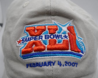 Super Bowl XLI Hat (41) 2007 NFL Footbal Colts Bears Khaki Bordado NFL Reebok, Correa Ajustable, Tamaño Universal