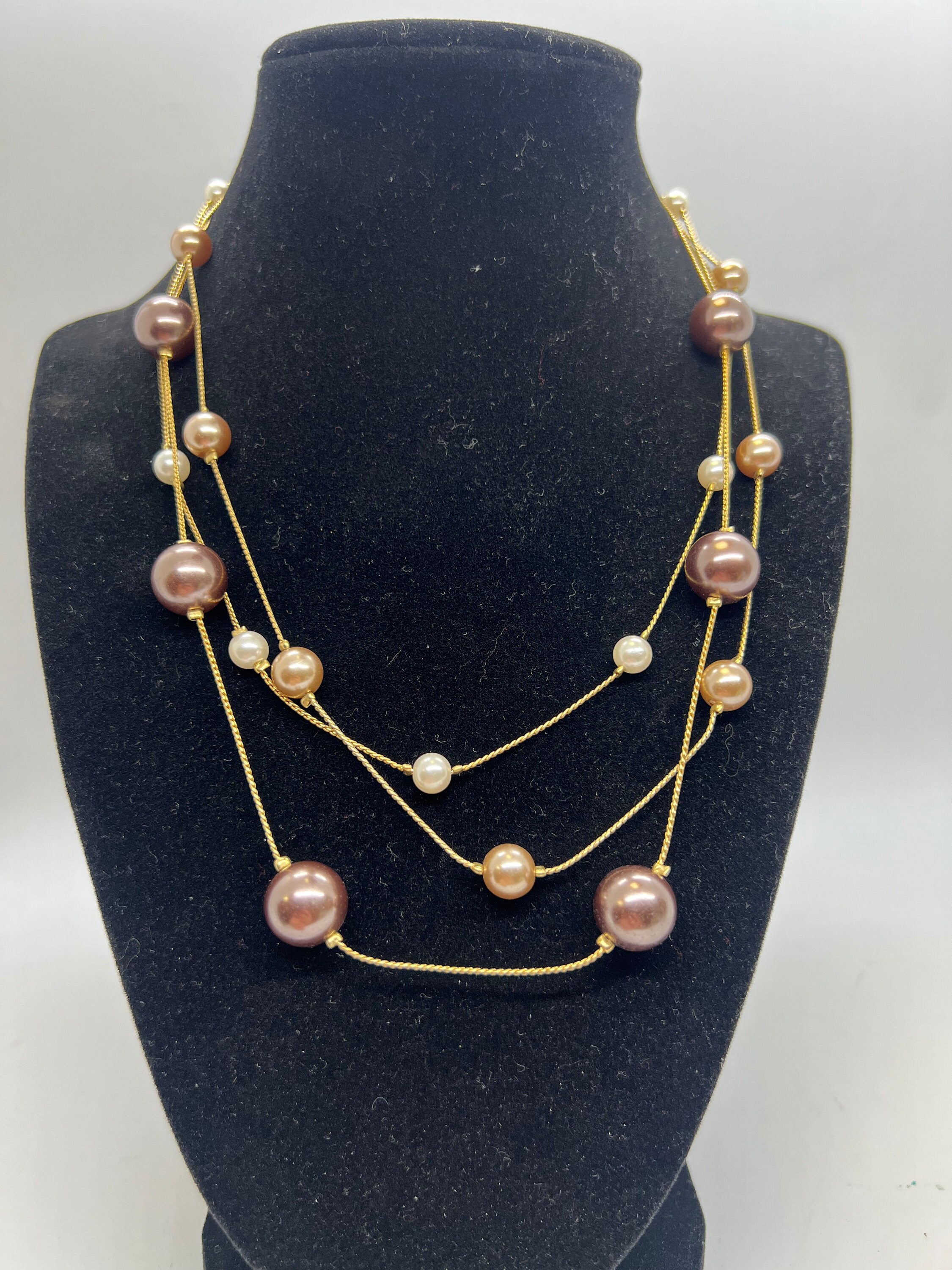 Vintage RMN Roman Co. Necklace Signed Gold Tone Faux Bronze