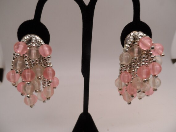 Vintage Fashion Earrings Pink Earrings - image 2