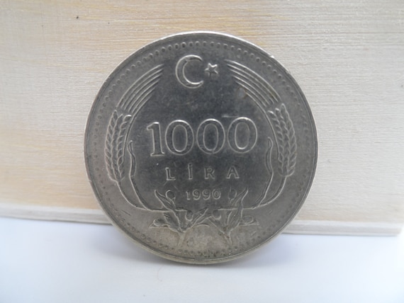 トルコ 1000 リラ コイン 1990 年製 Turkiye Cumhuriyeti