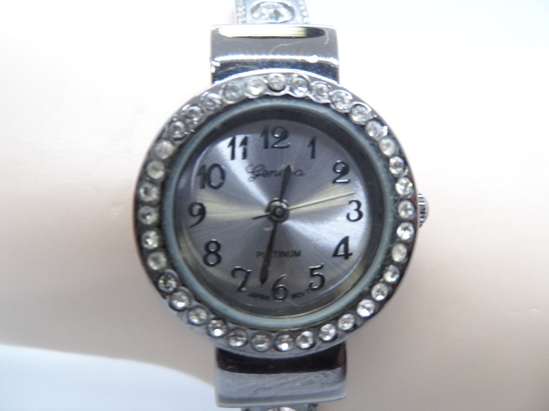Stainless steel geneva platinum watch sale