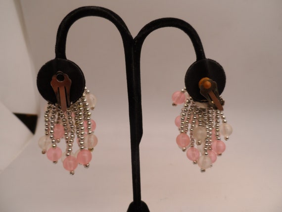 Vintage Fashion Earrings Pink Earrings - image 5