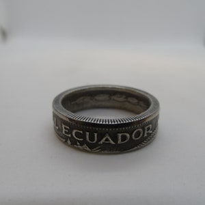 Republica Del Ecuador Münze Ring, handgefertigt aus einem zirkulierenden 1979 Un Sucre Münze, Größe 8 1/4