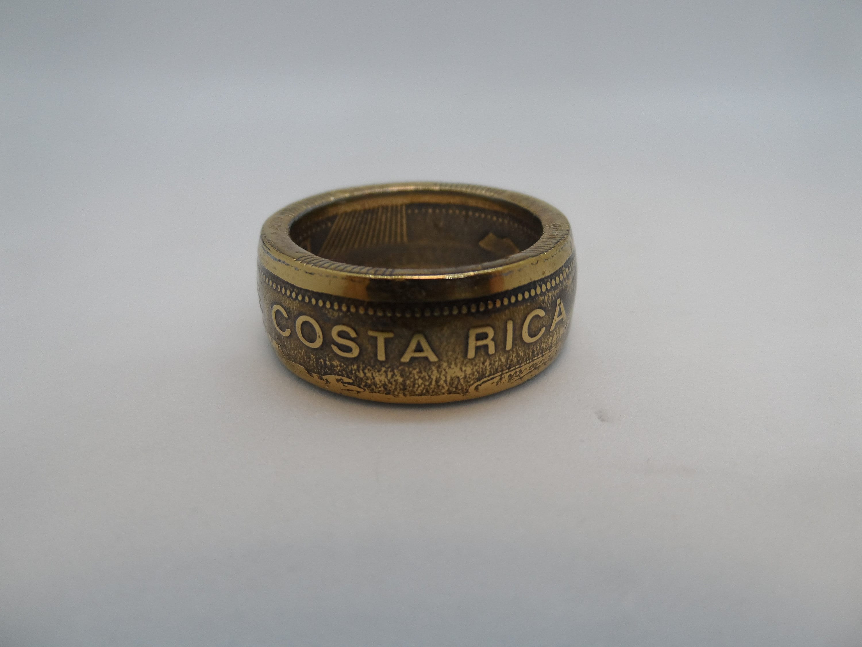 コスタリカ 100 コロン コイン リング、流通された 1995 年コインから手作り、サイズ 8