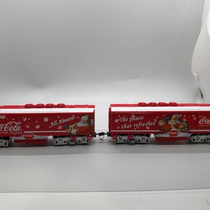 Coca-Cola Express Hawthorne Village Train Set locomotive with car &quot;All Aboard&quot; Through the years express and &quot;The pause that refreshes 1930s