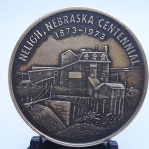 Vintage Brass Neligh, Nebraska Centennial Token/Coin 1873-1973, 2 Tone Patina