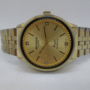 Relógio de quartzo inoxidável masculino à prova de água de cristal vintage Miykon, movimento japonês, década de 1990