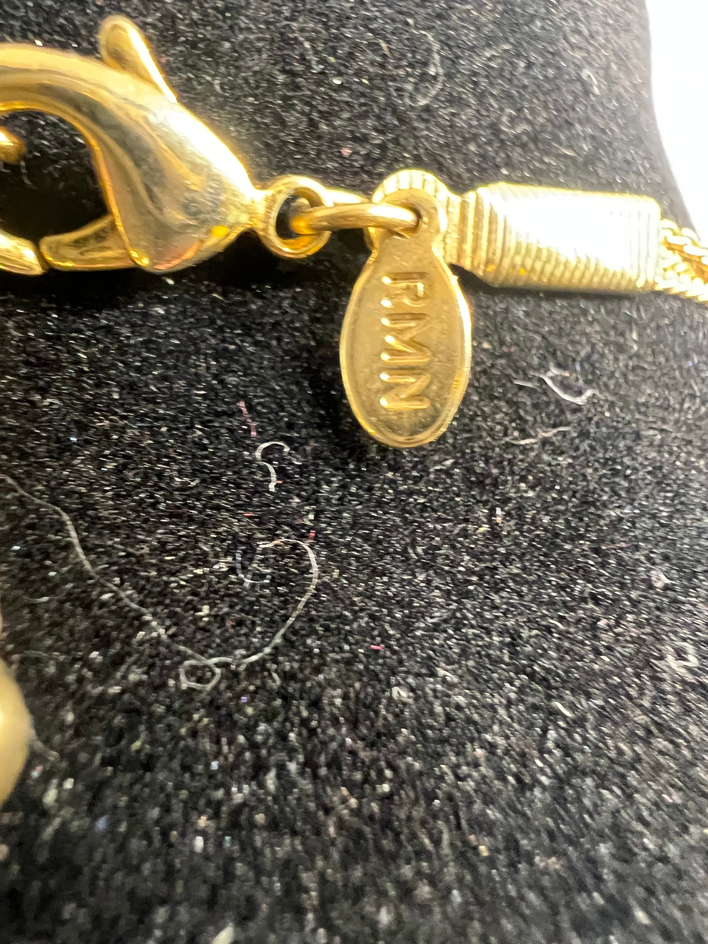 Vintage RMN Roman Co. Necklace Signed Gold Tone Faux Bronze Champagne Pearls Etsy Canada