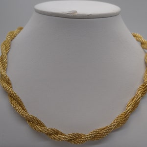 Vintage Gold Tone Choker/Necklace 2 Strand braid Design, with 3&quot; Extension, Designer Stamped