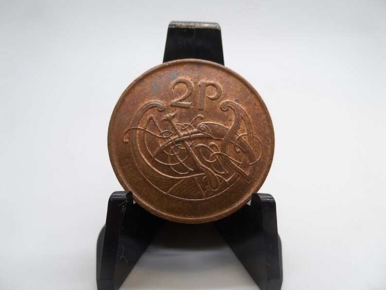 Perfect for Coin Ring Vintage Irish Currency Ireland 2 PencePunt CelticHarp Coin Copper Dated 1985