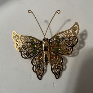 Vintage Gold Toned Butterfly Brooch
