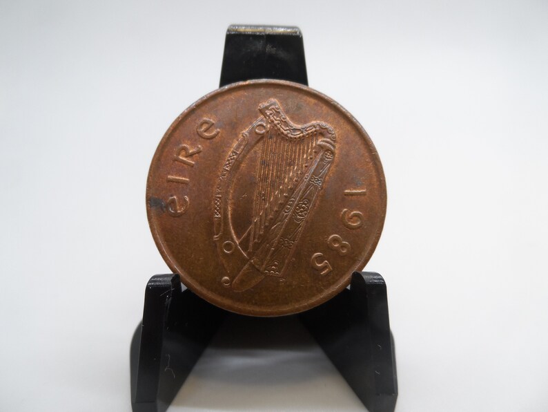 Perfect for Coin Ring Vintage Irish Currency Ireland 2 PencePunt CelticHarp Coin Copper Dated 1985