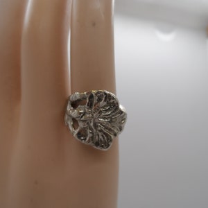 Pewter Spoon Ring, Made from a Vintage collectible Italy Made Miniature Pewter Spoon, Floral Theme, Size 3 1/2&quot;