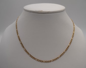 Vintage Figaro 14k Gold Plated Necklace, 22" long by 2.14mm wide
