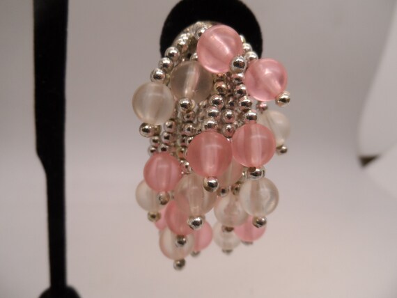 Vintage Fashion Earrings Pink Earrings - image 4