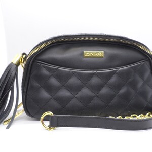 Joy Iman Black Leather Diamond Quilted Pattern Cross Body Purse Etsy