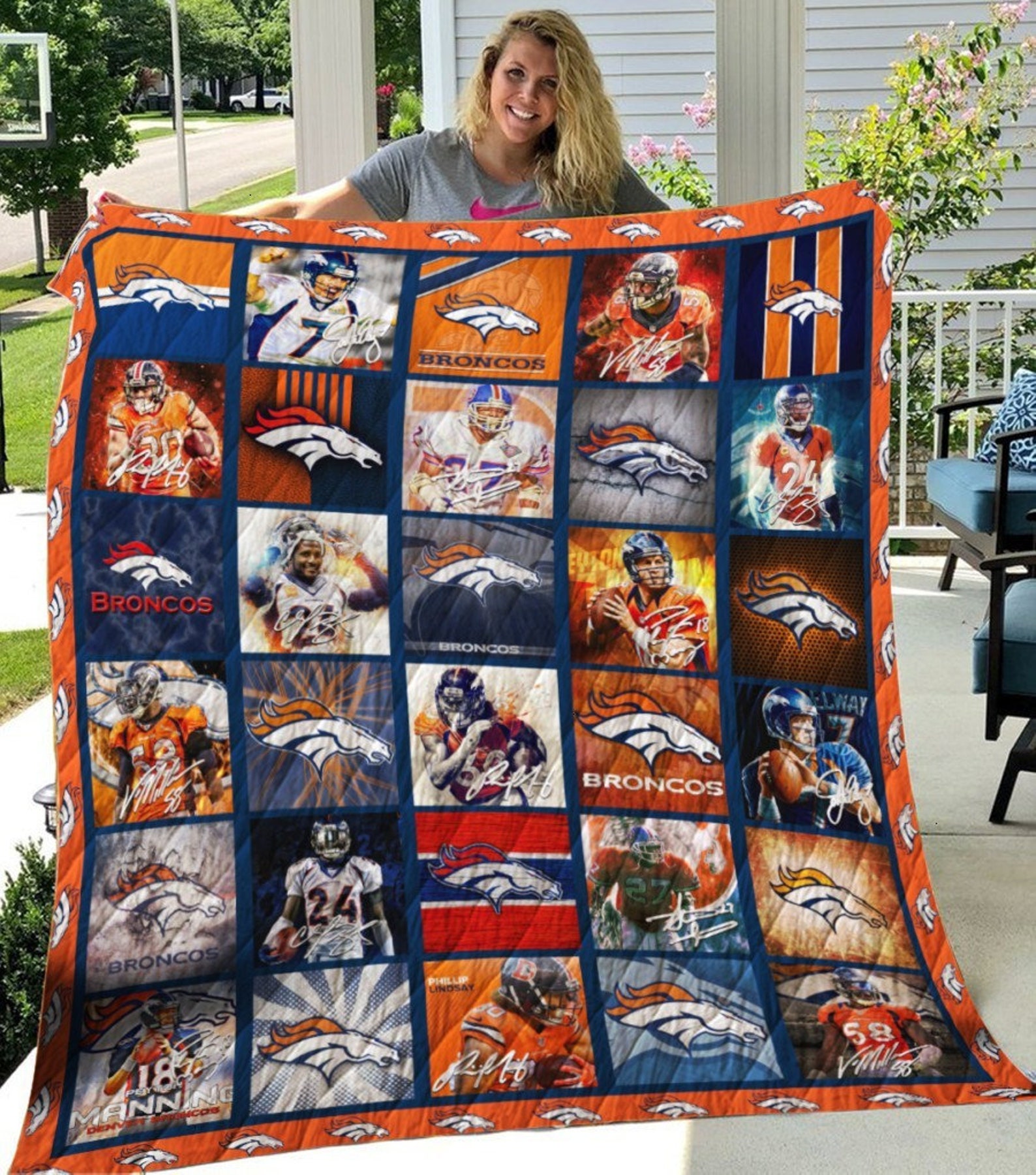 Denver Broncos Quilt BlanketDenver Broncos NFL Bedding Etsy