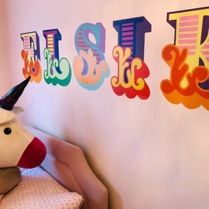 Personalised Bespoke Wall Sticker Name, Circus Decal Bedroom Kids Bespoke Custom Made Adhesive Vinyl playroom