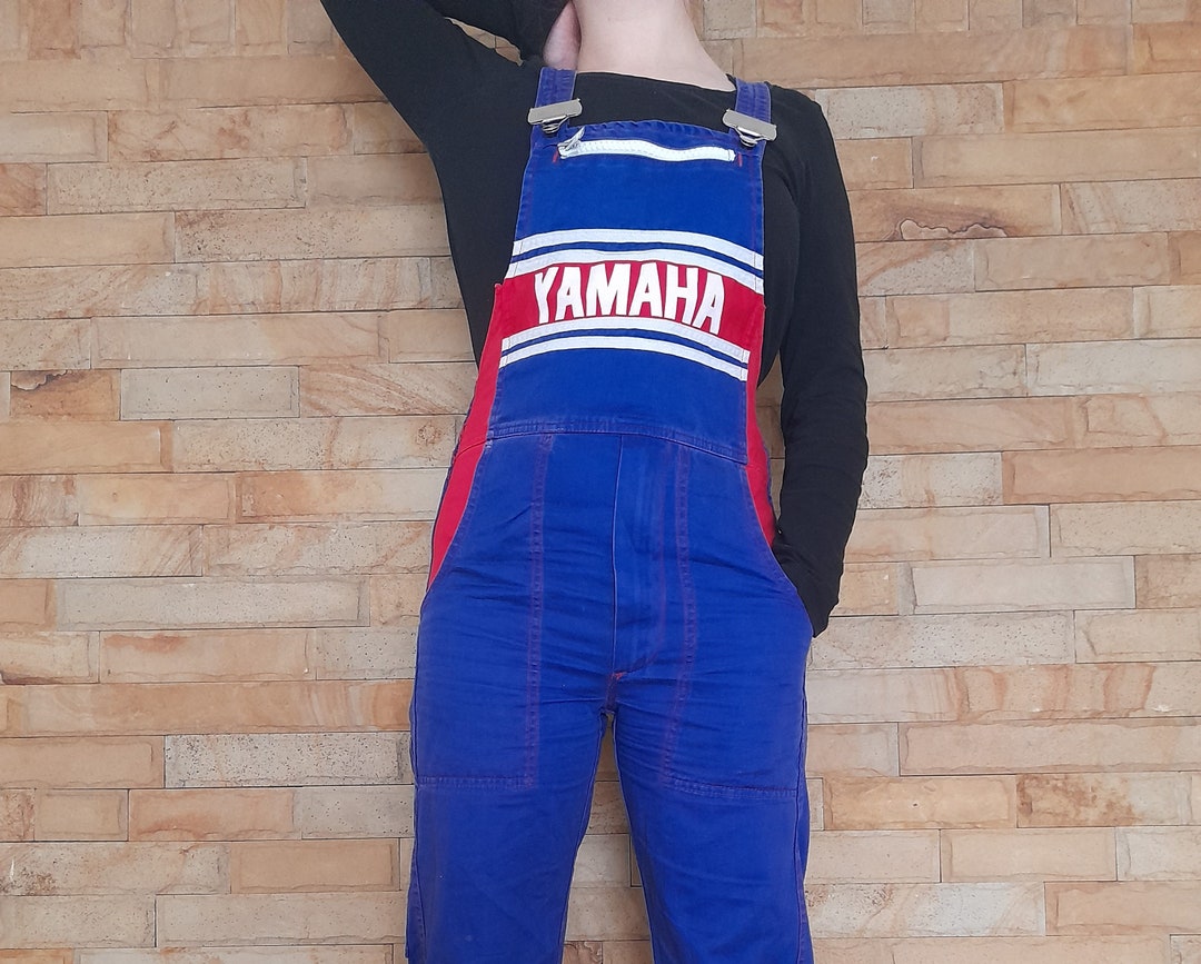Vintage 80er Jahre Yamaha Overalls, Damen Garage blau Overalls