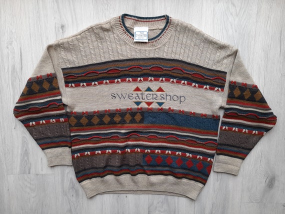 Vintage 90s the Sweater Shop ,made in the UK, Colourful Sweater