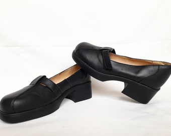 Zapatos Zapatos para mujer Merceditas Reino Unido 37-37.5 Vintage 1970s Leather Handmade Platform Shoes Tamaño 