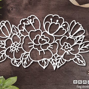 Floral SVG cut file / Hand drawn floral SVG / Flowers cut file frame Png / Floral SVG border design / Cutting Silhouette download