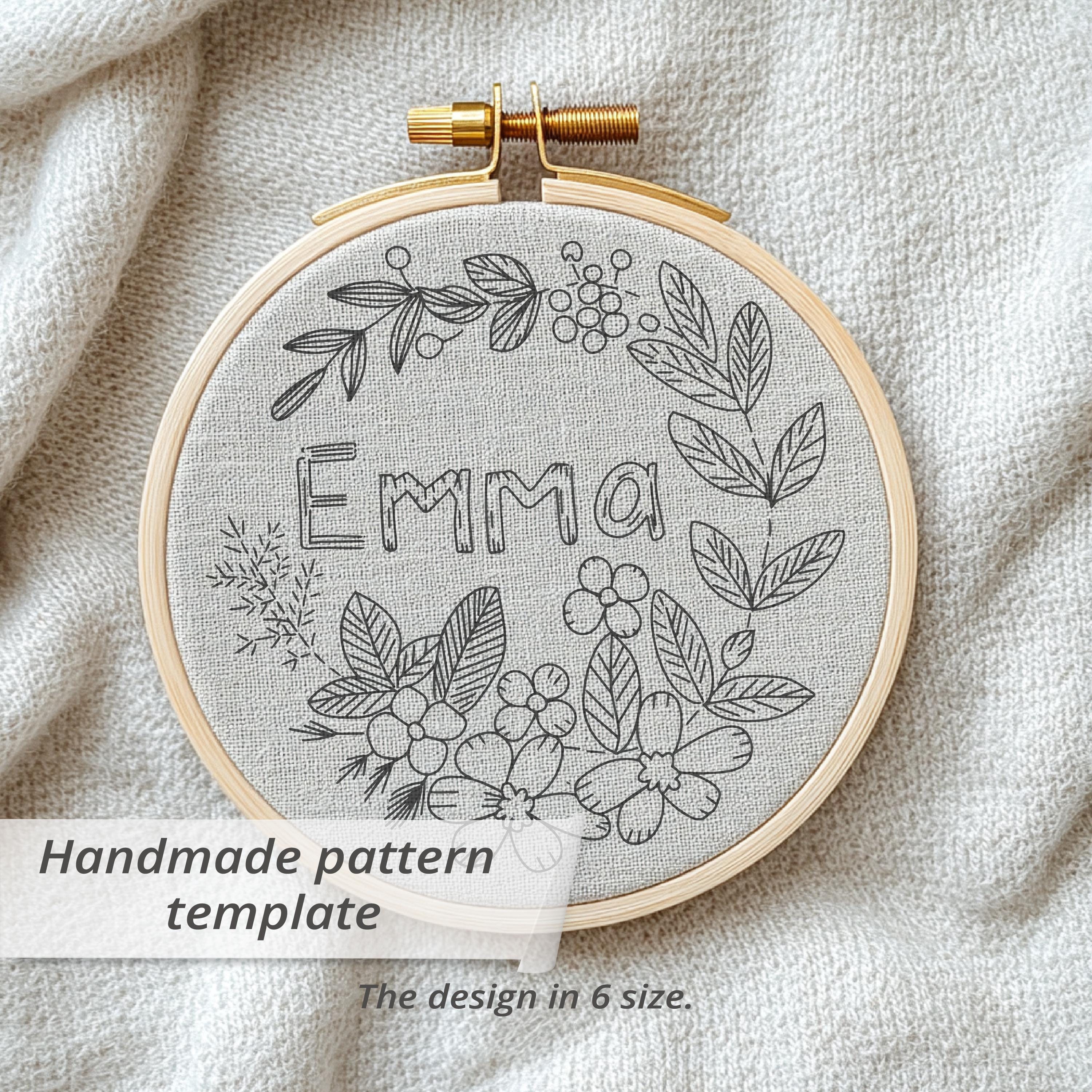 Floral Name Embroidery Pattern: Wildflower Wreath, Personalized Hoop ...