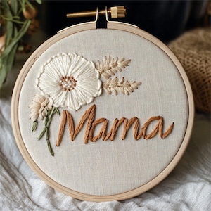 Floral &quot;Mom&quot; Embroidery Pattern: Beginner Hand Embroidery (PDF)