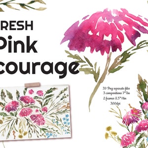 Flores de acuarela Clipart rosa fresco PNG Suave Tierno Aquarelle fresco Boda Floral Clip Art Ramos de acuarela. Uso comercial gratuito