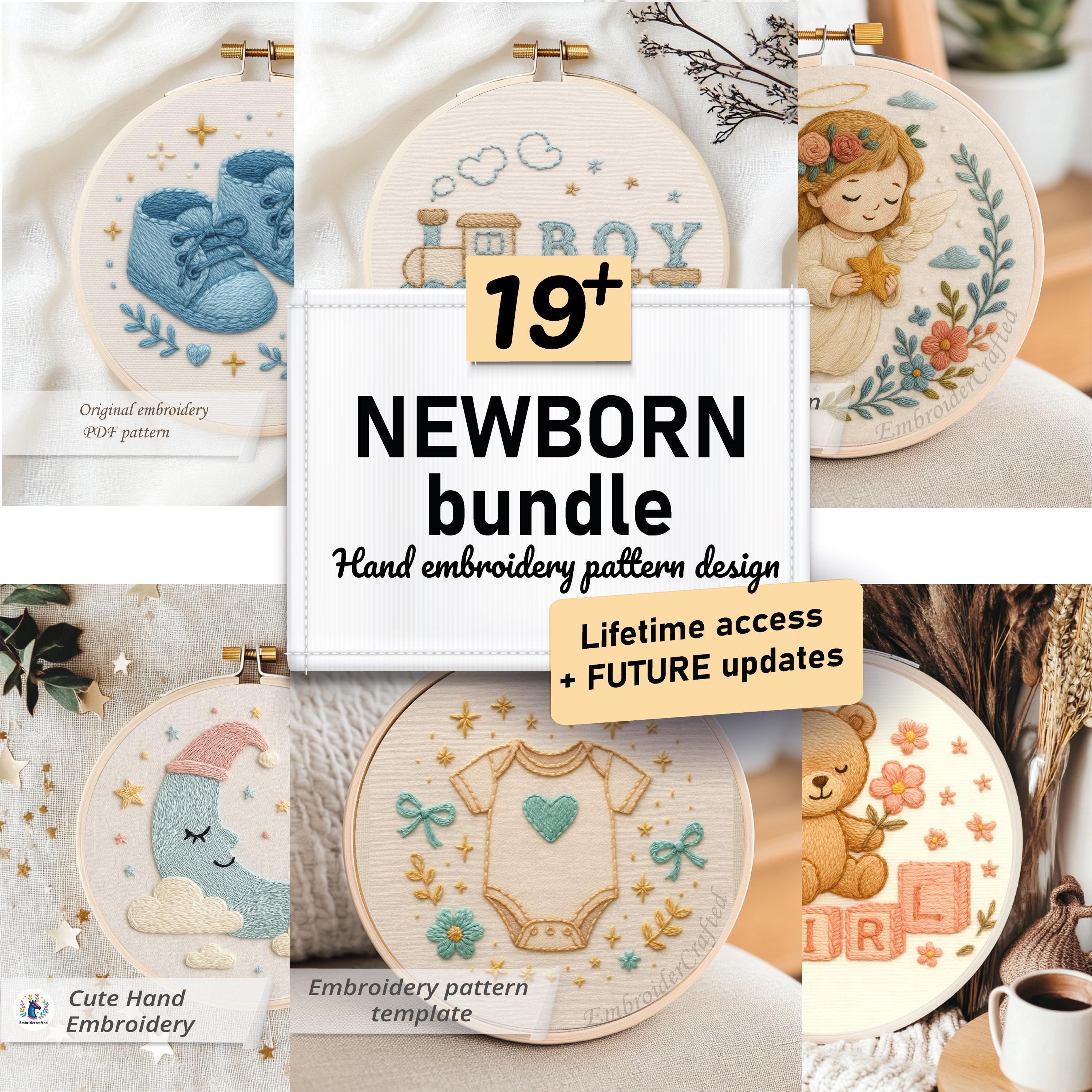Newborn Baby Embroidery Pattern Designs Bundle: Children Gifts, Nursery ...