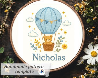 Personalized Teddy Bear Embroidery Pattern: Custom Nursery Decor file PDF Download