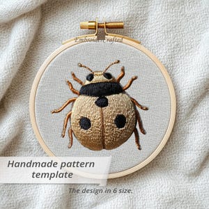 Golden Ladybug Embroidery Art: Insect Jewelry Pin (PDF Pattern)